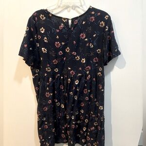 Blue floral babydoll dress